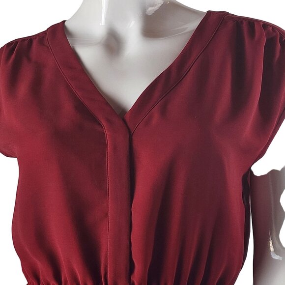 Madewell Womens Red V-Neck Dress Size 0 Embroidered Hem Polyester/Cotton - Picture 5 of 16